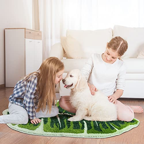 Notasa YEPIAN-50120 Leaf Kids Rug Green Bathroom Runner Rug Small Cute Bath Mat Nursery Boho Area Rug Non Slip Long Carpet For Bedroom Children Room Kitchen Monstera Plant Home Decor 20X47 Inch thumb #7