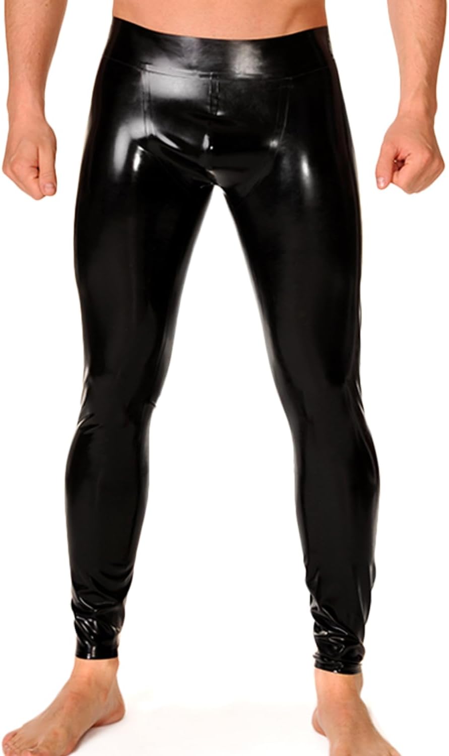 ABWL Black Latex Legging for Men,Handmade Natural Rubber Pants for Latex Club Wear