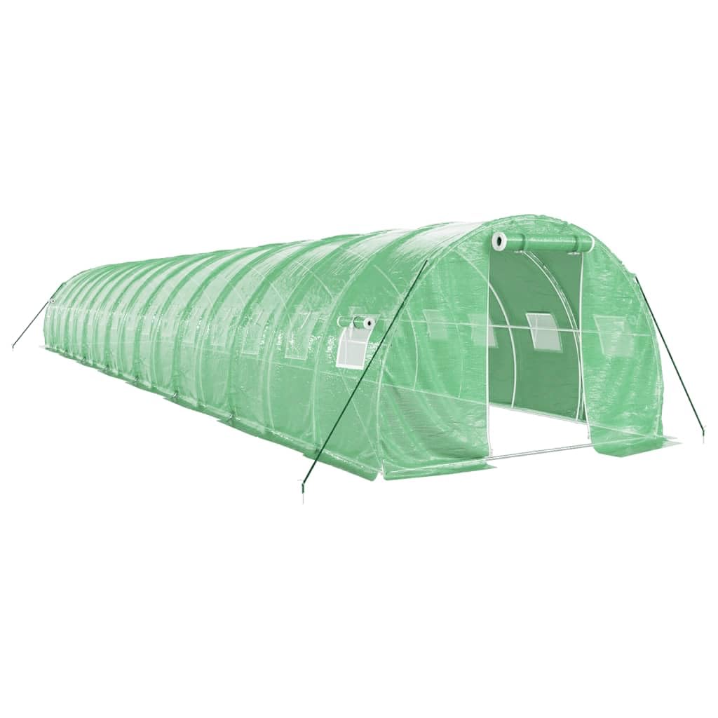 Homgoday Invernadero con Estructura de Acero Verde 48 m² 16x3x2 m, Invernadero Caseta Jardín Terraza Plantas Semilla Cultivo Huerto Verduras Cubierta Casero