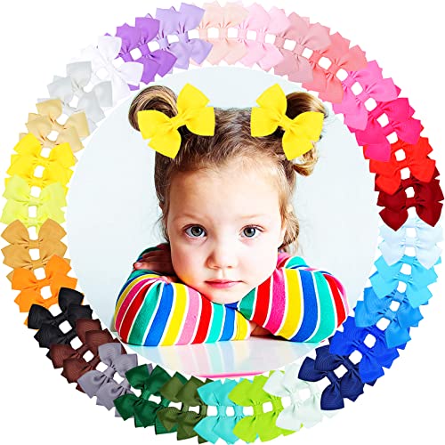 WillingTee 60 unidades de 6,3 cm para bebés y niñas, lazos de cocodrilo, clips de cinta de grogrén, accesorios para el cabello, accesorios para bebés, niños, adolescentes, regalos en pares Cover