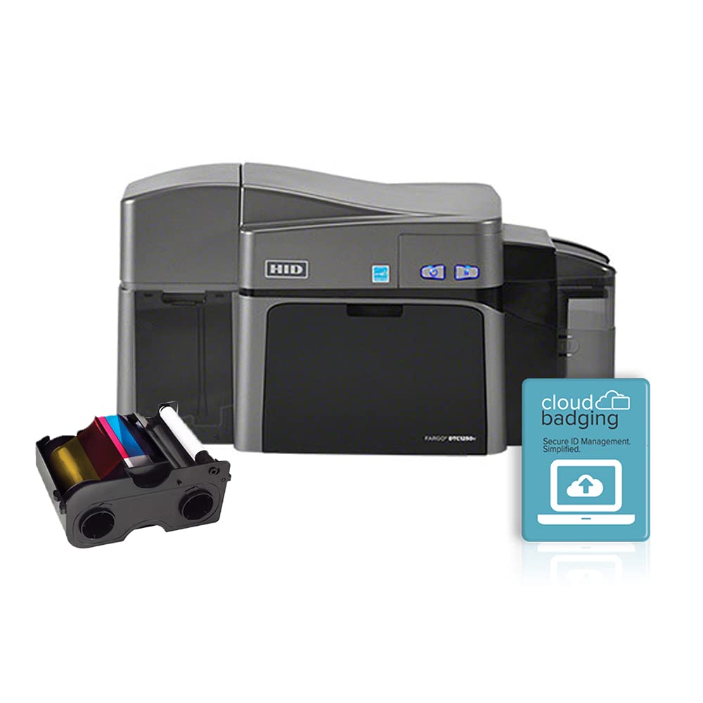 Fargo DTC1250e ID Card Printer Bundle (Dual-Sided, Printer + Ribbon)