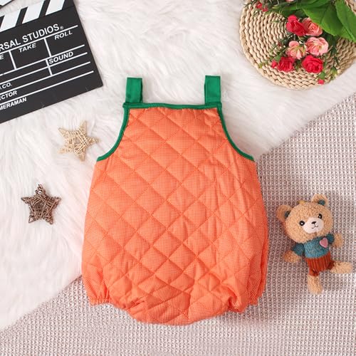 Noubeau Toddler Baby Boy Girl Halloween Clothes Pumpkin Sleeveless Romper Bodysuit One Piece Halloween Outfit3