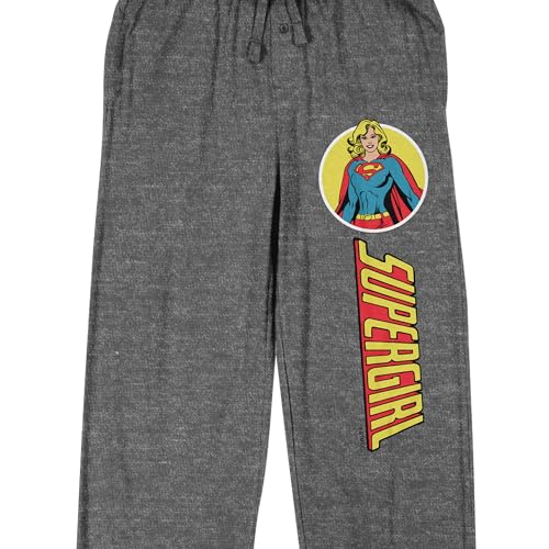 Supergirl Title Logo and Comic Art Men's Heather Gray Sleep Pants2