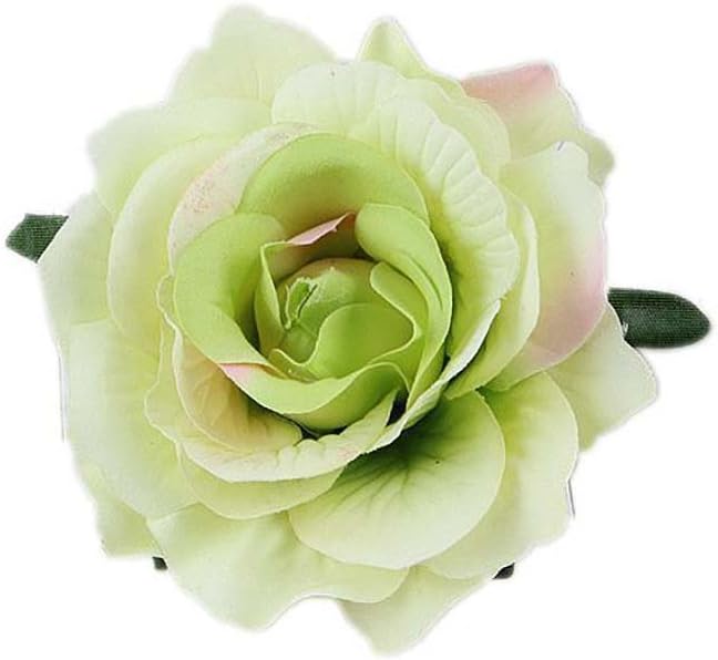 Love Fairy Beautiful Rose Flower Hair Clip Pin up Flower Brooch for Party Travel Festivals One Size Colorful Green