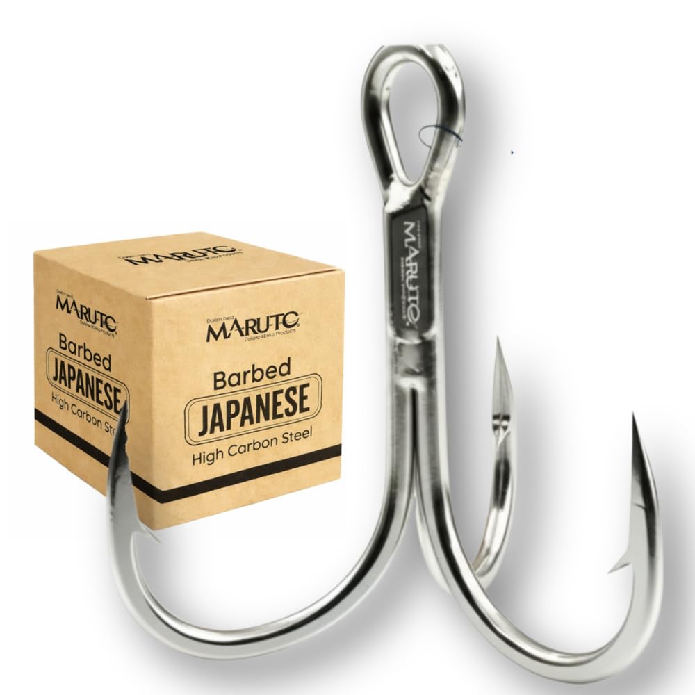 Maruto Barbed Fishing Hooks - Treble Fishing Hooks Sharp Strong Japanese High Carbon Treble Hooks