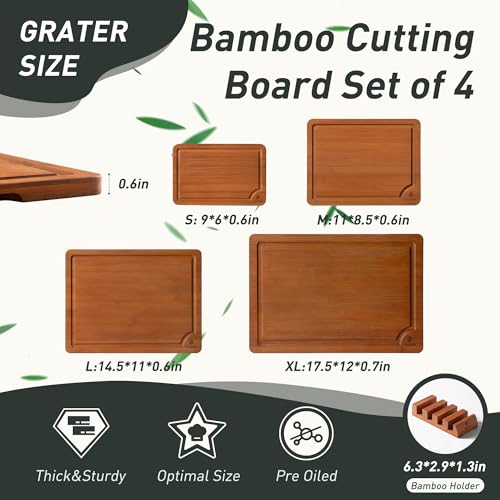 Bamboo Cutting Board Set Non Slip Feet with Holder Over Sink Father Day Dad Parents Papa Stepdad Pappy Poppy Pawpaw Who Want Nothing Everything Future Groom Bride Christmas Happy Birthday Gifts Ideal