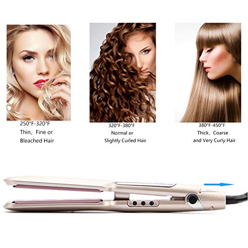 Plancha para cabello 2 en 1 con control de temperatura LED, placas de cerámica y voltaje universal 110-240V miniatura 4