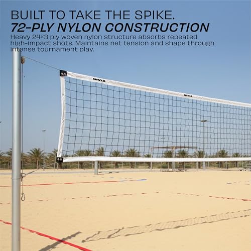 Image of Nivia Volleyball Net, Volleyball Net for Indoor and Outdoor Sports, Professional Sports Equipment, Heavy 24x3 Ply Woven Nylon (White)