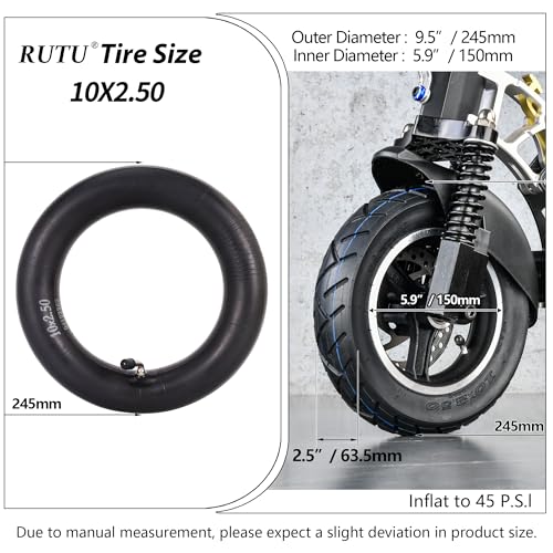 Image of RUTU 10 x 2.50 Tire or Inner Tube and Tire Set Replacement for Smart Self Balancing Electric Scooters, Hover Board Fits 10 inch Scooter Wheels, 36v, 48v, 400w, 500w, 800w Hub Motor
