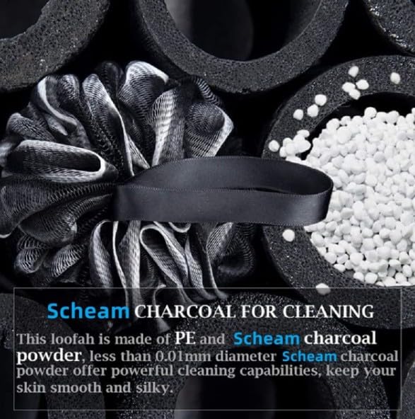 1Pc Black Body Scrubber Comfortable Friendly to Skin Premium Colorful Loofah Sponge Shower Mesh Bath Sponge,Bathing Accessories,Suitable for Home,Dorm,Bathroom,Restroom Bath Sponges Bathing Accessorie 3
