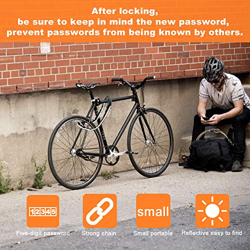 image for FISHOAKY Bike Lock Combination 5 Digit, Heavy Duty Security Anti-Theft