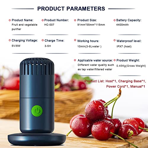 PETSTIBLE Fruit Groente Wasmachine 4400mAh Draadloze Voedselzuiveraar Fruit Voedselreiniger Machine voor het reinigen van fruit, Groente, Rijst - Image 7