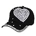 IPOTCH Gorra De Béisbol De Algodón, Gorra De Béisbol Unisex, Gorras De Béisbol Para Exteriores, Deportes O Viajes, Gorra De Béisbol Con Corazón De Diamantes - Negro, como se describe
