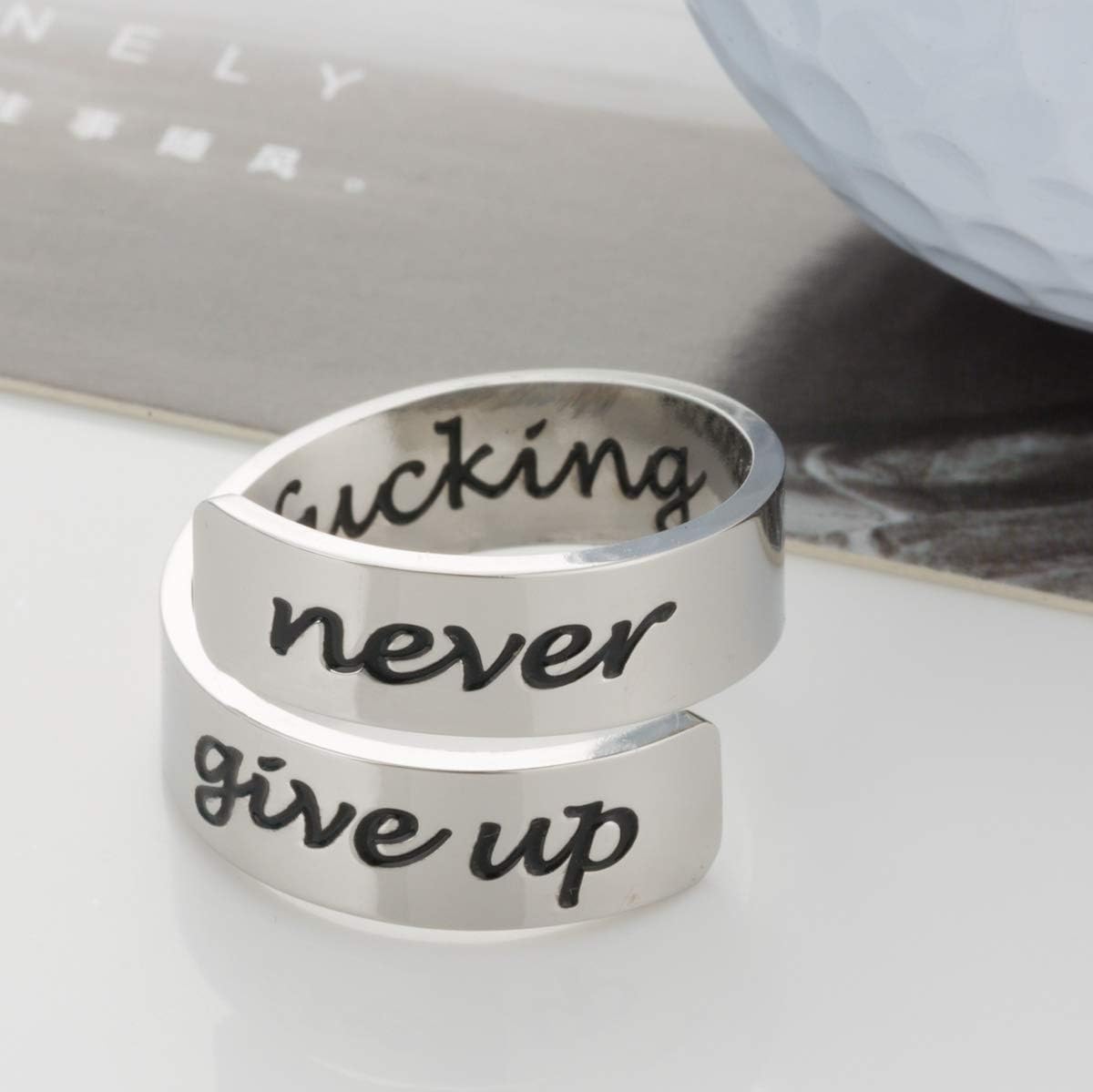 Inspired Motivational Adjustable Stainless Steel Spiral Wrap Twist Ring image 3