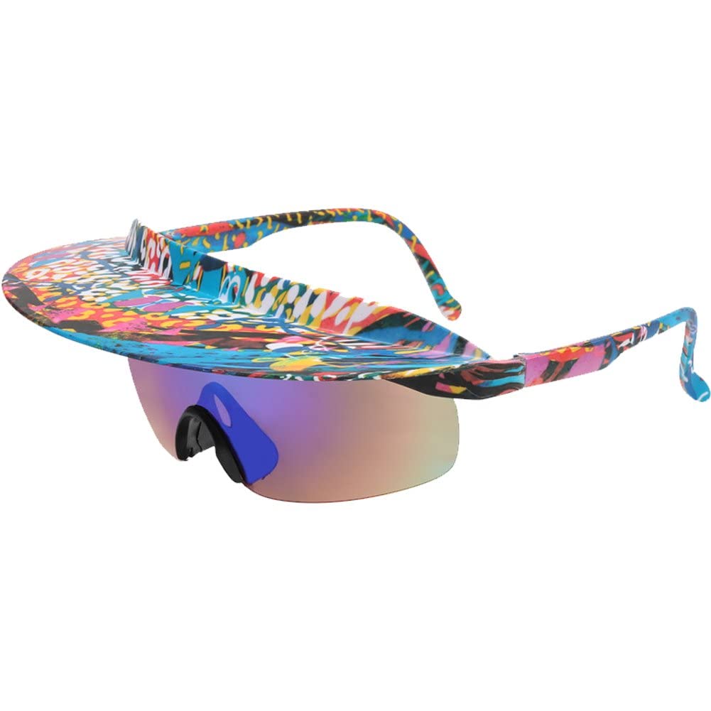 Wudaizhi Cycling Glasses One-piece Visor Sunglasses with Brim Outdoor Oversized Sunglasses Fashion Sport Eyewear for Outdoor