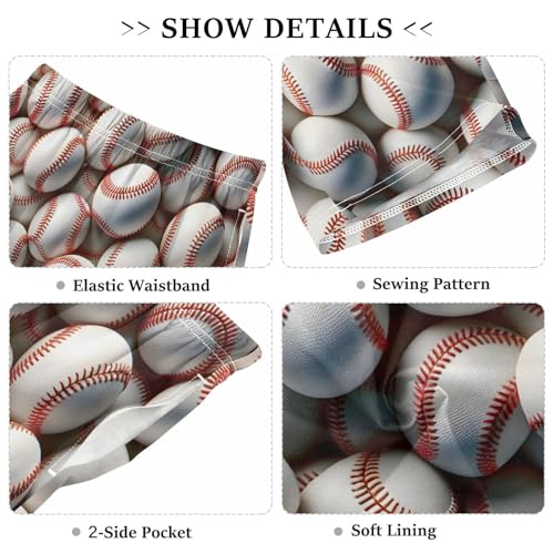 ALAZA Funny Ball Baseball Pajama Shorts Sleep Shorts Pant Lounge Pajama Bottoms Elastic Waist with Pockets3