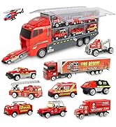 Jenilily Fire Engine Trucks Toys for Boys Rescue Vehicle Car Set Children Kids Mini Firetrucks Am...