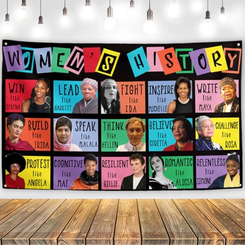 Womens History Month Decorations National Womens Day Backdrop Women of History Banner Happy Womens History Month Decorations for Home Party