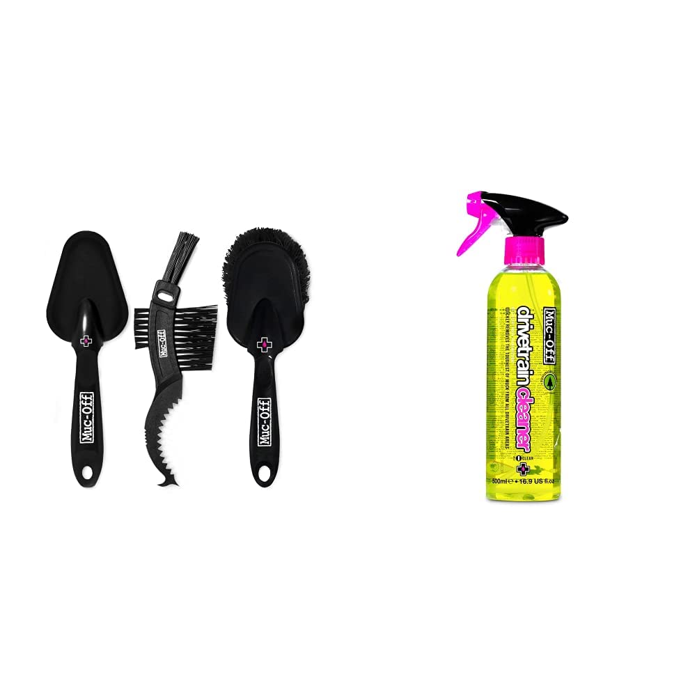 Muc-Off 220 Spazzole per Pulizia Bicicletta, Multicolore, Unica & 295-CT Spray Pulisci Catena Bici e Sgrassatore, 500 ml