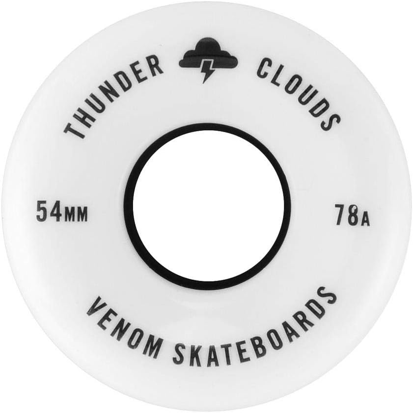 Venom Skateboards Thunder Clouds V2 All Terrain Street Skateboard Wheels Soft Grippy 78a Longboard Cruiser Perfect for Rough Ground - 54mm, 56mm, 58mm, 60mm