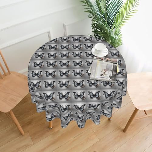Nappe ronde grise anti-tache pour protéger la table de ferme des salissures