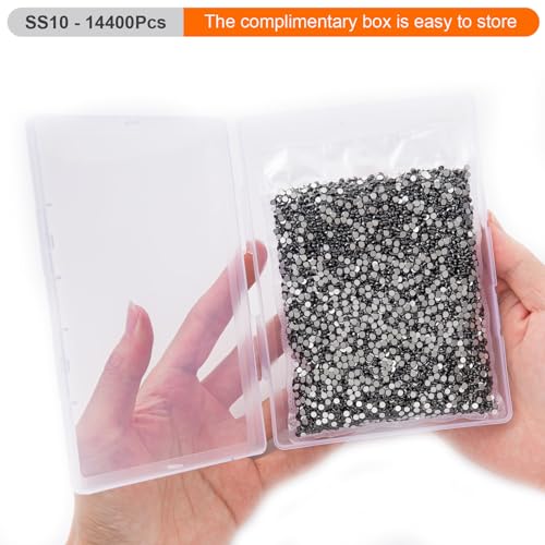 Image of Flatback Rhinestones Bulk, 14400PCS Black Rhinestones for Clothes DIY Decoration Crafts, Black, SS16, 3.8-4.0mm