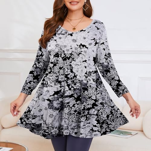 LARACE Tunics 3/4 Sleeve Plus Size Tops for Women V Neck Loose Fit Flowy Clothing for Leggings3