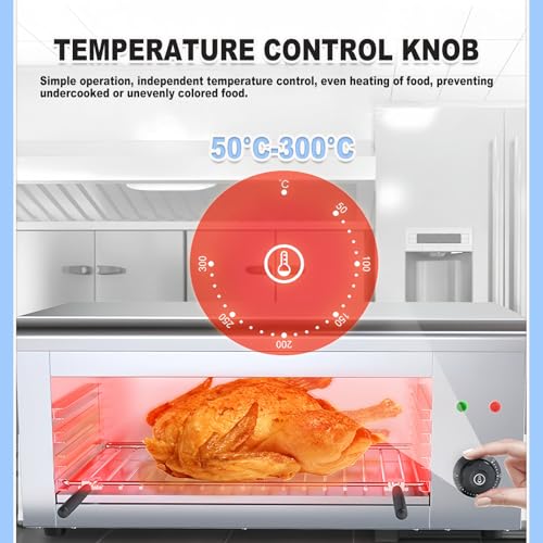 Horno con control termostático, potencia de 2000 W, rejilla ajustable para una cocción perfecta en cocinas profesionales