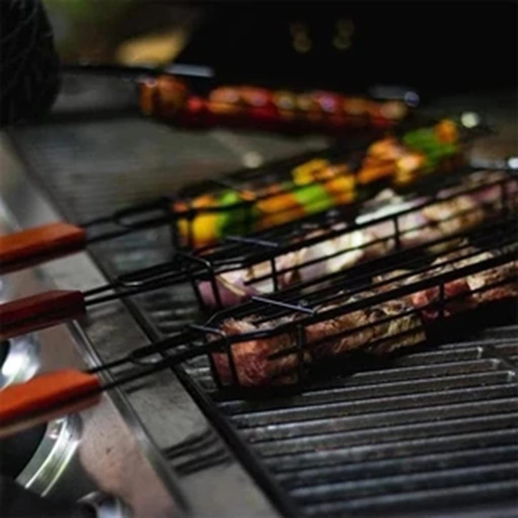 RWRAPS Cestello per Barbecue Portatile Cestello per Barbecue Antiaderente in Acciaio Inossidabile Griglia per Barbecue Griglia per Carne Raddoppia Il Comfort