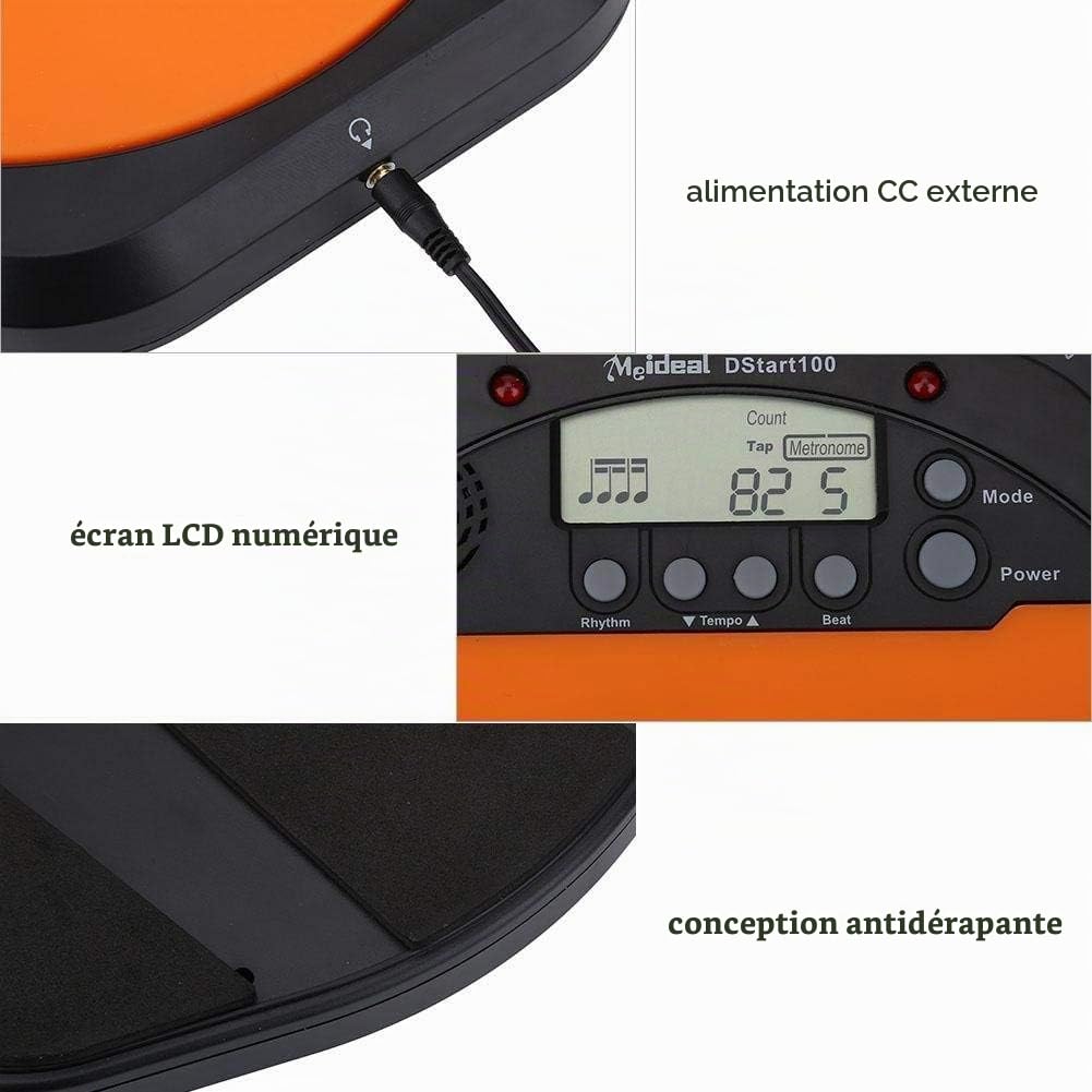 Alomejor Électronique Pad Numérique Pratique Formation Métronome Boîte à rythmes avec Écran LCD Écouteur pour Entraînement Pratique