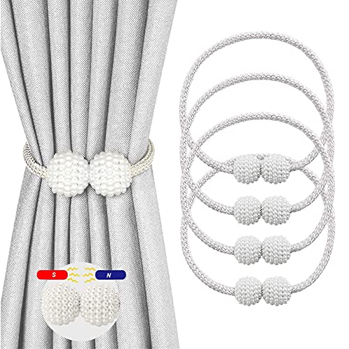 Mecctuck 4 PIÈCES Embrases pour Voilages, Embrase Rideaux Aimanté, Attache Rideau Aimantée, Mbrasses Magnétiques pour Rideaux pour décoration de Salon, Bureau et Chambre à Coucher (Gris)