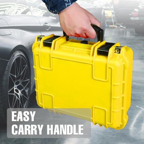 Image of Jack Boss 14x 11.5x 6.5 Inch Hard Case, Portable Weather Waterproof Protective Camera Case with Customizable Foam, Fit Use of Drones, Camera, Equipments, Yellow