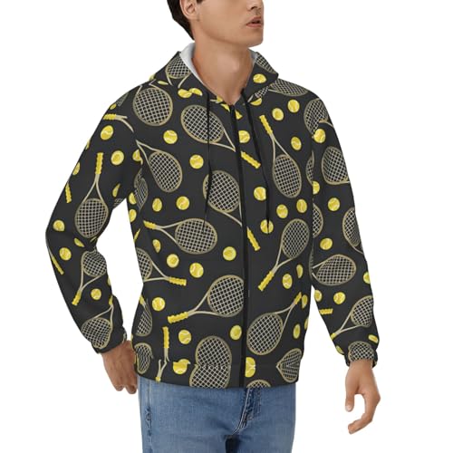 Sweat à capuche imprimé tennis zippé et chaud avec cordon ajustable