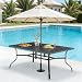 Thanaddo Gartentisch mit Schirmloch für 6 Personen, Wetterfest Terrassentisch aus Stahl, Draussen Metall Tisch Gartenmöbel 150x94 cm Gartentische Campingtisch für Garten Balkon Outdoor, Schwarz