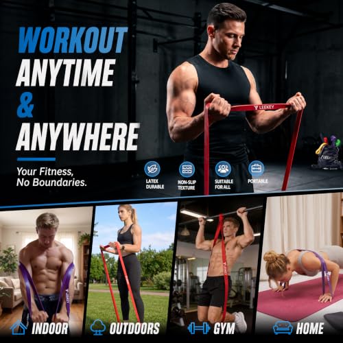 LEEKEY Pull Up Assistance Bands,Muit Levels Resistance Bands for Senior/Adults,Exercise Bands with Door Anchor, Strength Bands for Fitness Training, Physical Therapy,Home Gym Workouts - Image 5