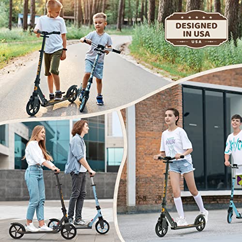 Kick Scooter for Ages 6+,Kid, Teens & Adults. Max Load 240 LBS. Foldable, Lightweight, 8IN Big Wheels for Kids, Teen and Adults, 4 Adjustable Levels. Bearing ABEC9