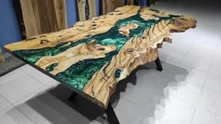 Personalized Large EPOXY Table, Resin Dining Table for 2, 4, 6, 8 River Dining Table Top, Wood Epoxy Coffee Table Top, Living Room Table (16.5" Inches Tall, 48 x 24 Inches)