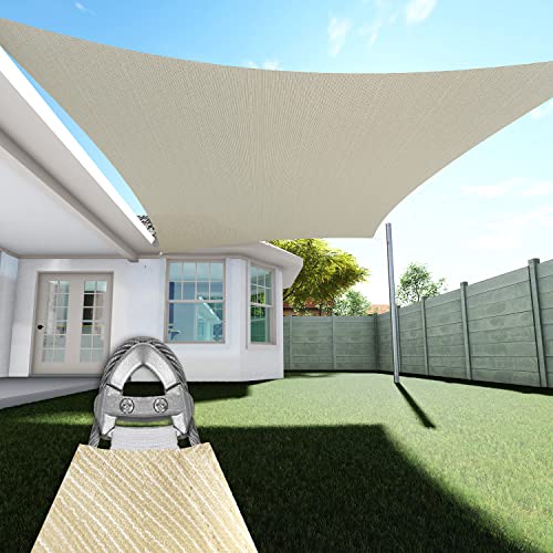 TANG Sunshades Depot 8' x 22' Beige TAN Rectangle Super Ring Sun Shade Sail Canopy Structure, Super Durable Heavy Duty, Reinforced Corners, Edges & 260 GSM Permeable Fabric