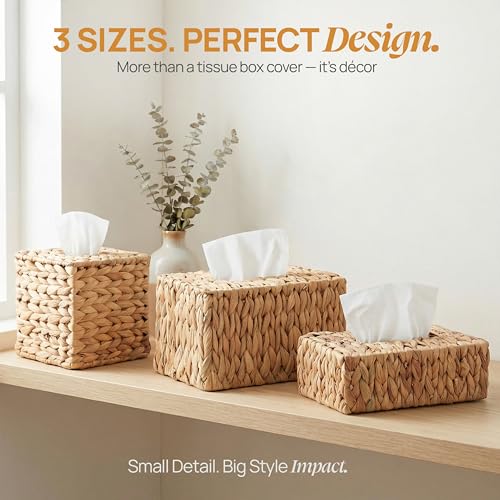 Vintiquewise Water Hyacinth Wicker Tissue Box Cover Rectangle, Kleenex Box Cover, Seagrass Tissue Holder for Bathroom or Office by VW Vintiquewise - Used condition - Image 6