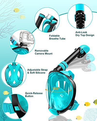 Equipo de snorkel para niños, máscara de snorkel facial completa con aletas y set de snorkel miniatura 3