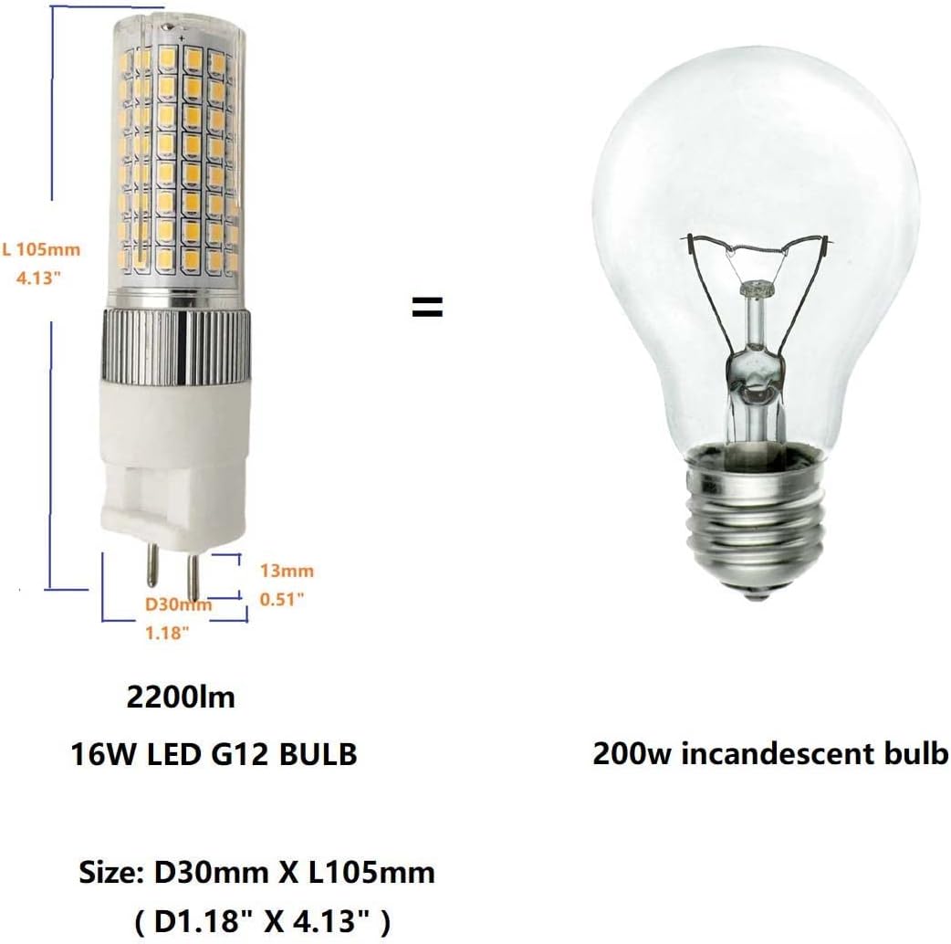 G12 Led Bulb 16w Ceramic Corn Light Led G12 Base T6 4000k Natural White Equivalent 200W Halogen Lamp 2 Pin Ceilling Downlight Office Building Light(4 Pack)