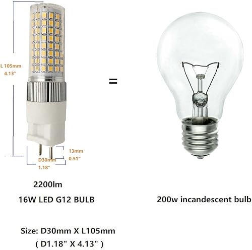 Miniatura 4 de Bombilla LED G12 de 16 W, luz de maíz de cerámica, base G12, T6 4000 K, equivalente a blanco natural, lámpara halógena de 200 W, lámpara halógena de