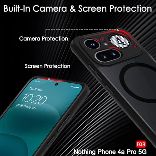Image of TheGiftKart Hybrid Shockproof Back Cover Case for Nothing Phone 4a Pro 5G Compatible with MagSafe | Hard Back Cover Case for Nothing Phone 4a Pro (PC & TPU, Translucent Smoke Matte Back, Black Sides)