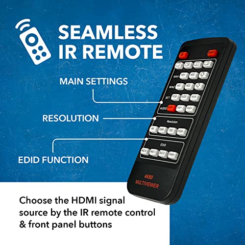 Image of OREI 4K HDMI Multi Viewer 2 in 1 Out Switcher 2 Ports Seamless IR Remote Support 4K @ 60Hz 1080P for PS4 /PC /DVD /Security Camera HDMI Switch Optical Audio L /R Output - (UHD-201MV)