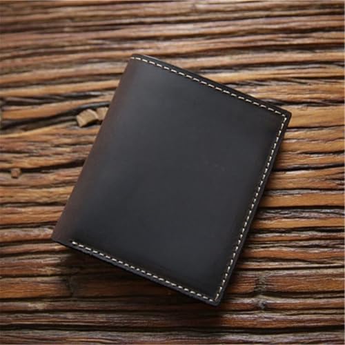 Handmade Vintage Men's Short Wallet, Head Cowhide Leather Money Clip, Genuine Leather Slim Wallet4