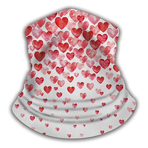 WONDERTIFY Hearts Neck Warmer Falling Hearts Valentines Day Men Women Windproof Neck Gaiter Cold Weather Balaclava Ski Tube Scarf Pink Red