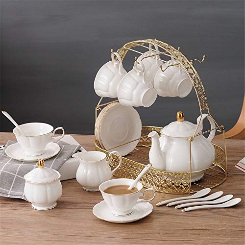 EVFIT Juegos de té de Porcelana Piezas Sencillas 16 del Accesorio De Oro De La Tarde Té Vaso Juego De Café De Porcelana… - Imagen 3