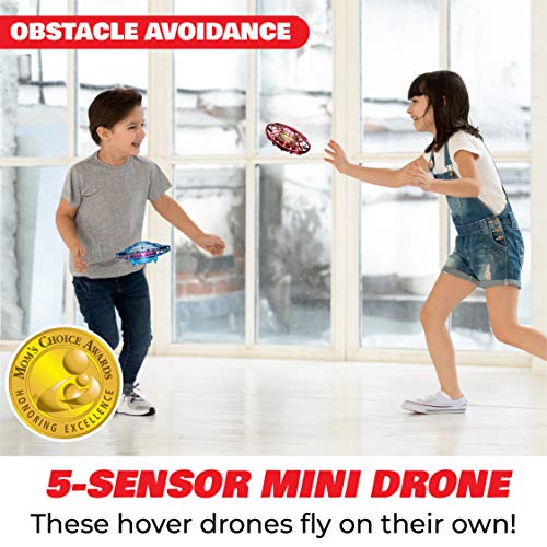Image of Force1 Scoot Duo Hand Operated Drone for Kids or Adults - 2pk Hands Free Motion Sensor Mini Drones, Easy Indoor Flying Ball Small UFO Toys for Boys and Girls (Red and Blue)