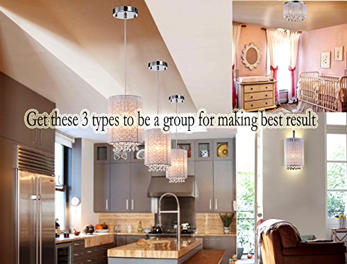 Papaya Crystal Ceiling Light Flush Mount Light Fixture White Drum Shade Chandelier 3 Light For Girls Room,Bedroom,Living Rooms, And Dining Areas #TOP3