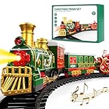 Christmas Train Set for Kids, Electric Train Toy with Light and Sound, DIY Building Train Tracks for Boys Ages 4-8, Classic Model Trains Gifts for Toddler 3 4 5 6 7 8 Years Old